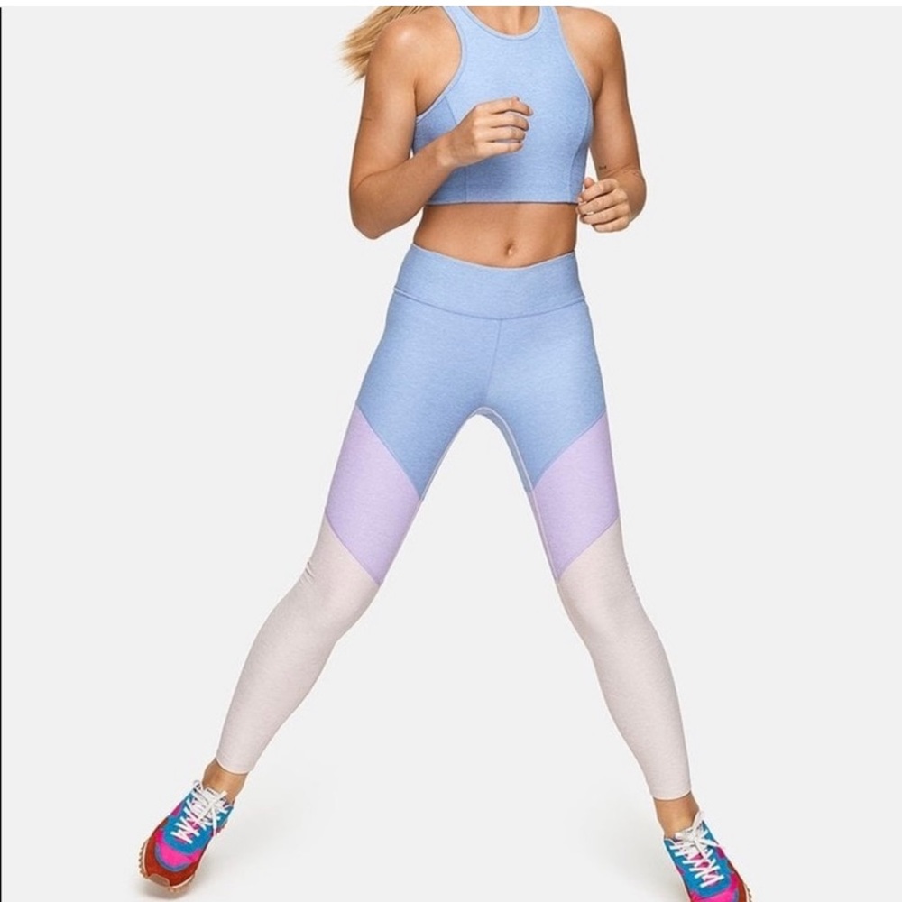 Outdoor Voices Blue Purple Pink 7/8 Mid Rise Leggings
